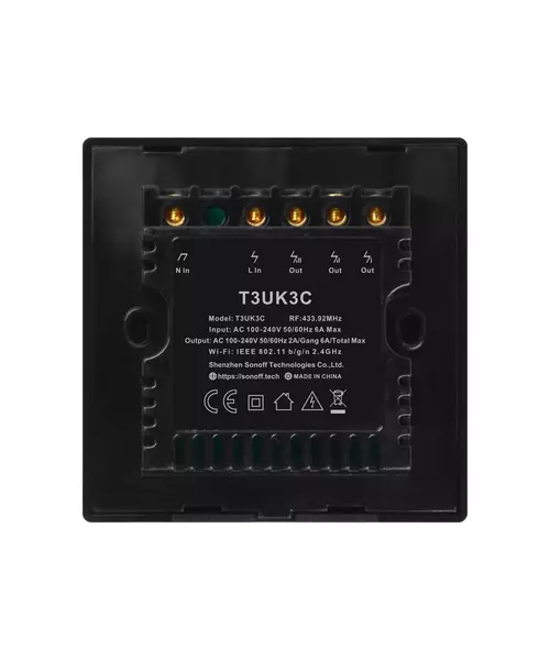 Sonoff T3 UK 3C WiFi Smart Wall Touch Switch Black