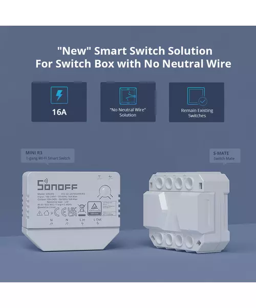 Sonoff MINIR3 16A Wi-Fi Two-Way Smart Switch