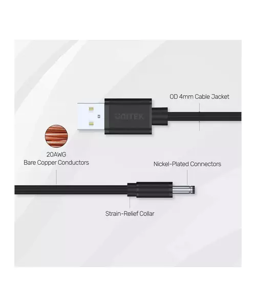 Unitek Y-C495BK USB to DC 3.5x1.35mm Power 1.5m