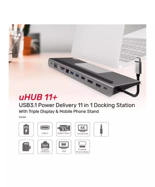 Unitek D1022A Type-C Docking Station USB3.1 PD/HDMI/DP/RJ45/SD/VGA/Audio