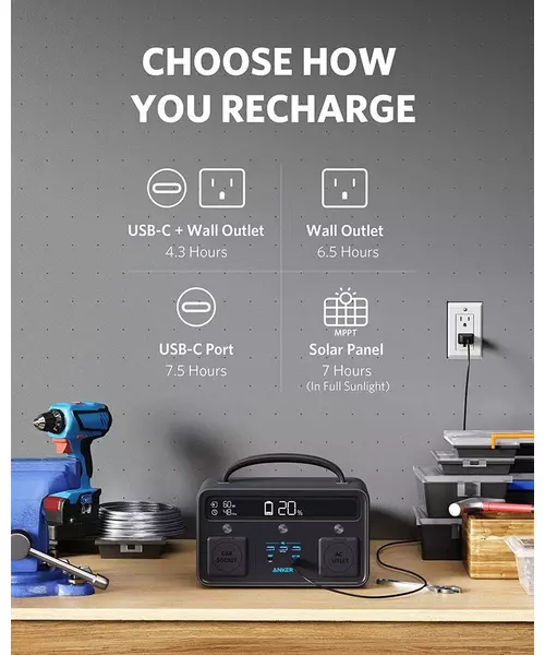 Anker PowerHouse II 400 Portable Power Station 300W/388.8Wh, 230V AC Outlet/60W USB-C Power Delivery