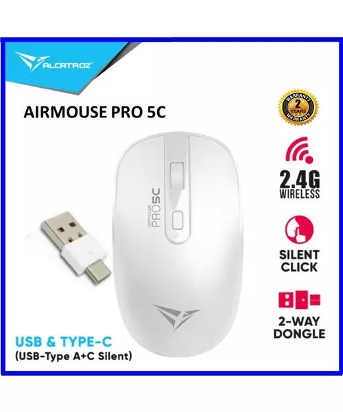 Alcatroz Airmouse Pro 5C Wireless Silent Mouse White