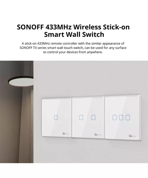 Sonoff T2EU1C-RF Smart Wall Touch Switch White (433MHz remote controller )