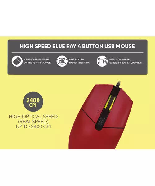 Alcatroz ASIC PRO 8 Wired Blue Ray Mouse Red