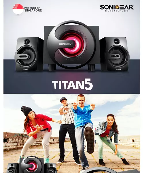 SonicGear Titan5 2.1 PC Speakers BT/USB/FM/LED 40W