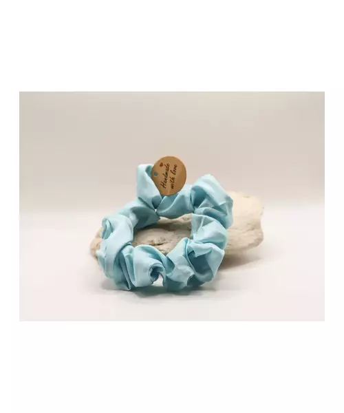 Sateen Light blue Handmade Scrunchie