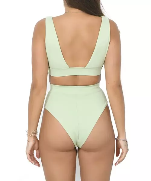 Kenna high leg high waist bikini bottom in celadon