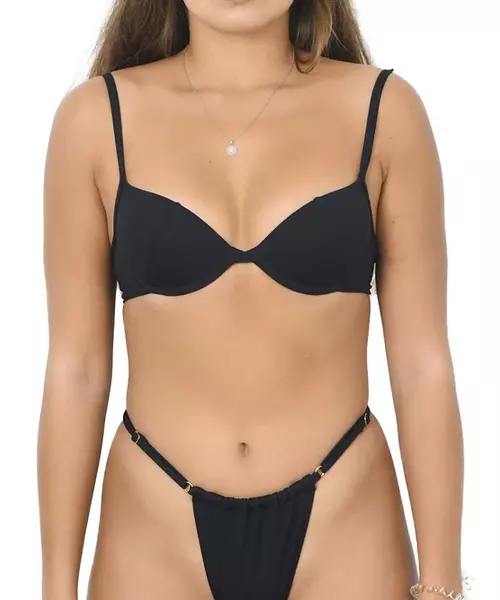 Kourtney adjustable side triangle bikini bottom in petro