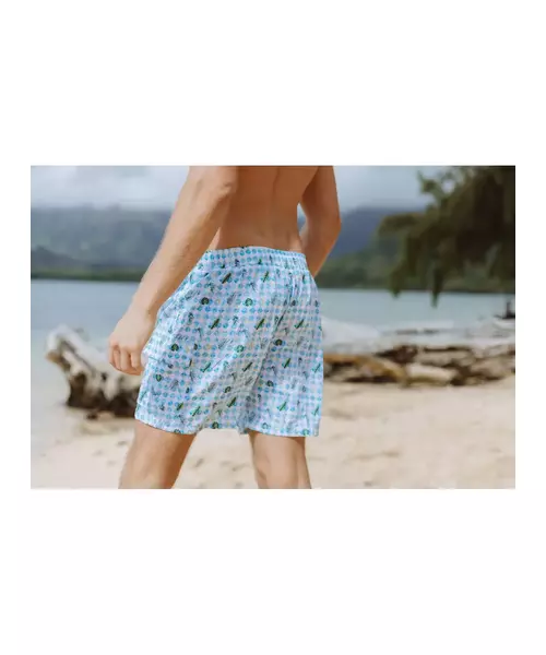 Swim Shorts With Patch Pockets In Tropical Pool Print