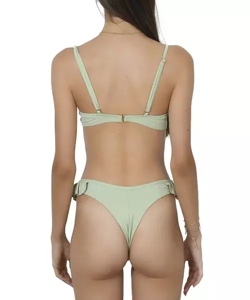 Koral side frill high leg brazil bikini bottom in celadon