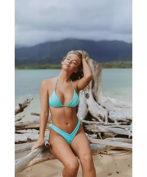 Zoe V Line High Leg Brazil Bikini Bottom In Aqua