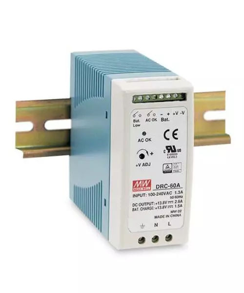 Meanwell DRC-60A DIN Rail Power Supply with UPS Function 12V 60W