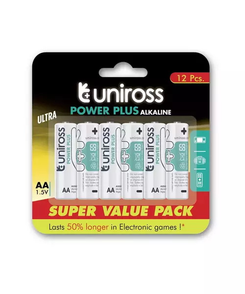 Uniross AA Power Plus Alkaline Value Pack 12 Pcs
