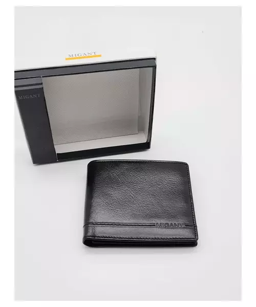 Migant Design men black leather wallet
