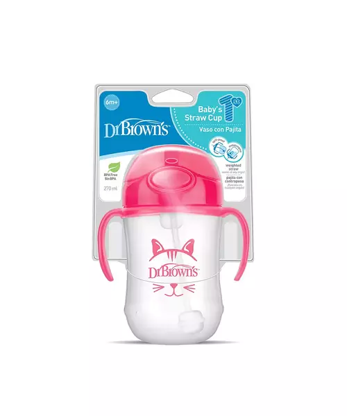DR BROWN CUP FIRST STRAW PINK 6+