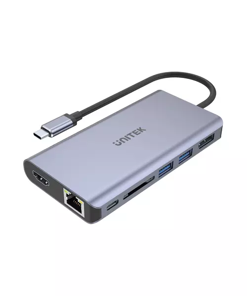 Unitek D1056A Type-C 3.1 HDMI/DP/RJ45/SD/PD100W Hub Space Grey