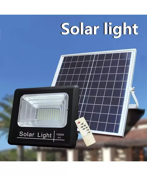 Ηλιακός Προβολέας LED 100W με Τηλεχειριστήριο