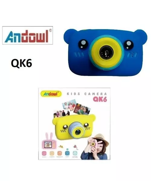 Επαναφορτιζόμενη παιδική κάμερα μπλε αρκουδάκι QK6 &#8211; ANDOWL
