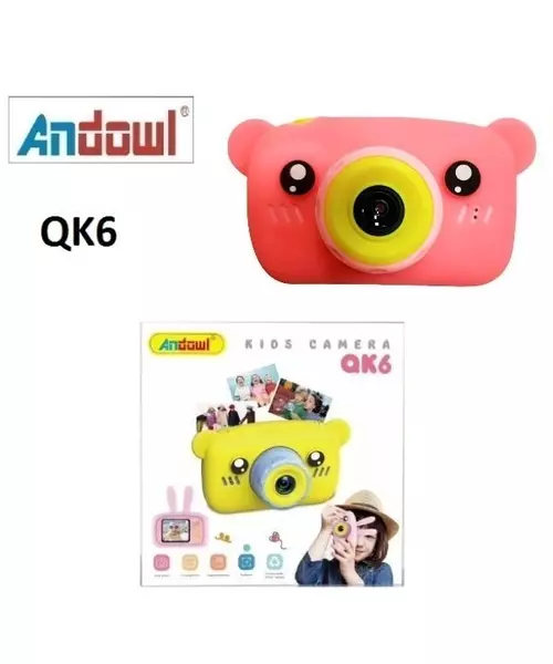 Επαναφορτιζόμενη παιδική κάμερα ροζ αρκουδάκι QK6 ANDOWL