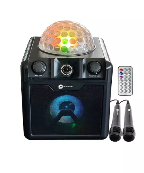 N-Gear DISCO BLOCK 410 Portable Karaoke Speaker with Discoball With 2 Microphones