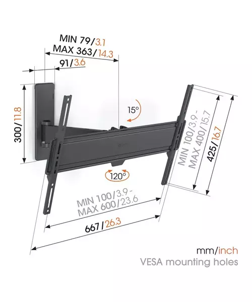 Vogels QUICK TVM1623 TV Wall Mount 60x40 Turn 1 arm