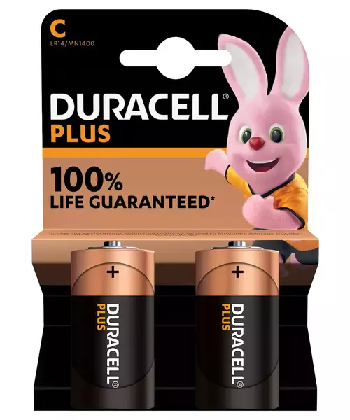 Duracell Alkaline C Plus Batteries 2pcs