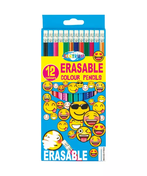 Colour pencils plastic ERASABLE 12col. Emojidex hexagonal