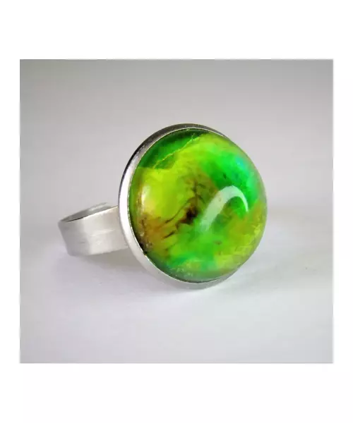 "Green Aura" Resin Art Ring