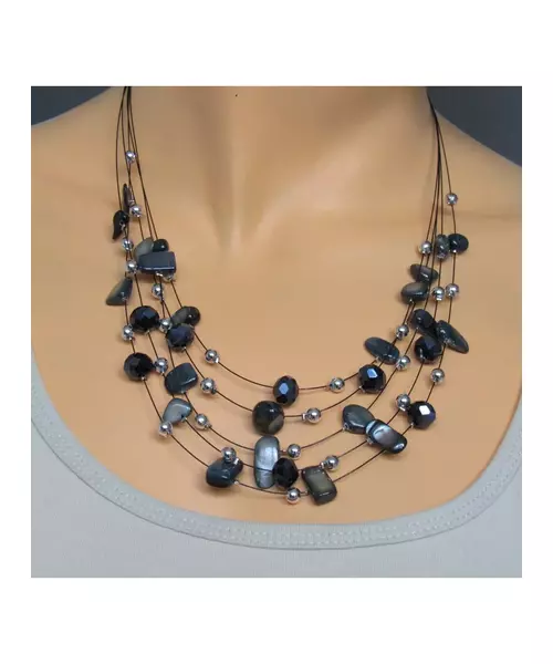 Multi-layers Necklace - Black Beads