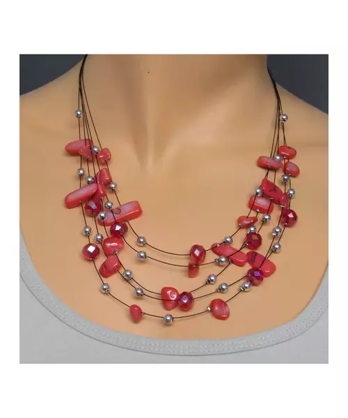 Multi-layers Necklace - Red Beads