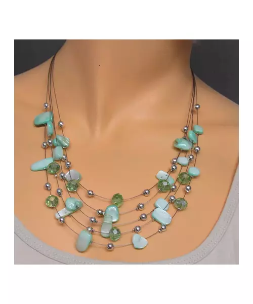 Multi-layers Necklace - Green Beads