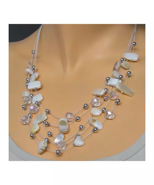Multi-layers Necklace - White Beads