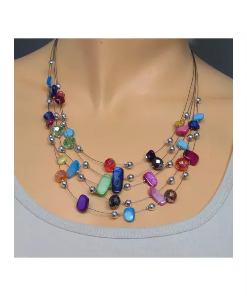 Multi-layers Necklace - Multicolor Beads