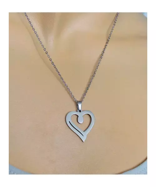 "Chic & Simple -Heart" Silver Color Necklace