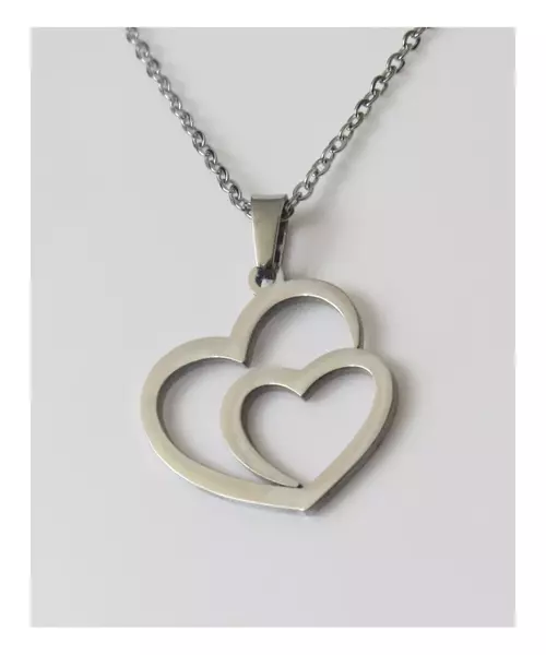 "Chic & Simple -Hearts No.1"Silver Color Necklace