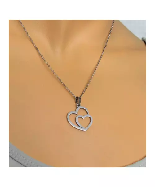 "Chic & Simple -Hearts No.1"Silver Color Necklace