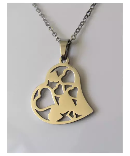 "Chic & Simple -Hearts No.2"Silver Color Necklace
