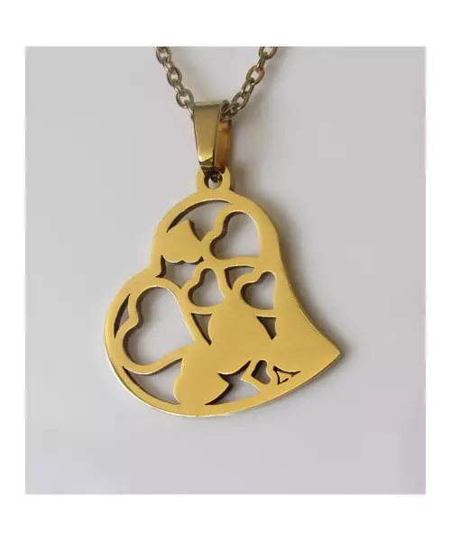 "Chic & Simple -Hearts No.2"Gold Color Necklace