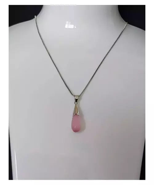 Silver Pendant "Drop - Pink" (S925)