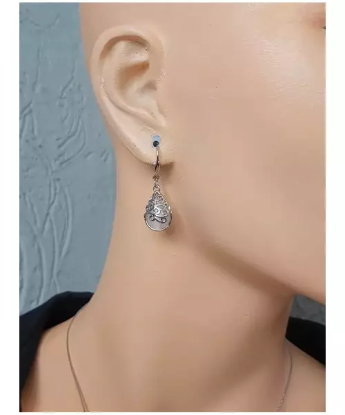 Silver Earrings "Drop 2 - White" (S925)