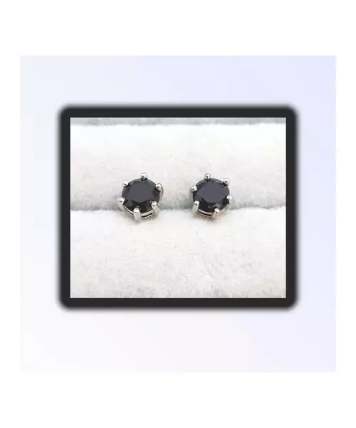 Silver Earrings "Black Zircons" (S925)