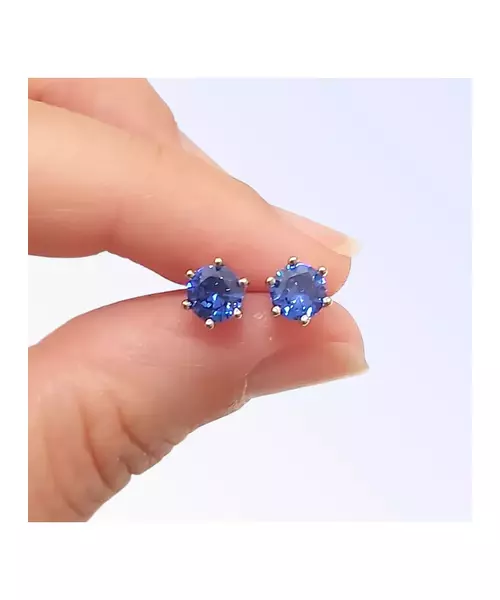 Silver Earrings "Blue Zircons" (S925)