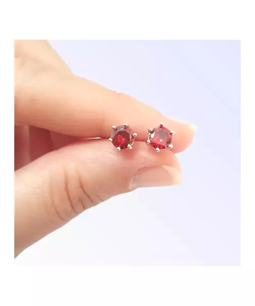 Silver Earrings "Red Zircons" (S925)