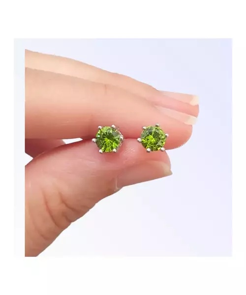 Silver Earrings "Green-Laim Zircons" (S925)
