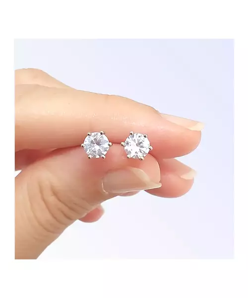 Silver Earrings "White Zircons" (S925)