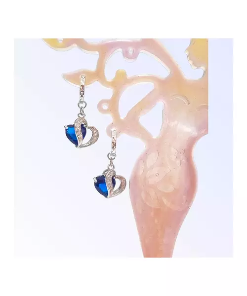 Silver Earrings "Blue Hearts" (S925)