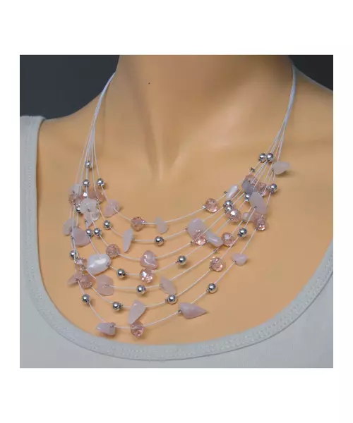 Multi-layers Necklace - Pink Quartz