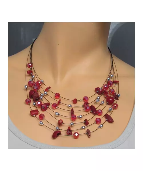 Multi-layers Necklace - Red Jasper