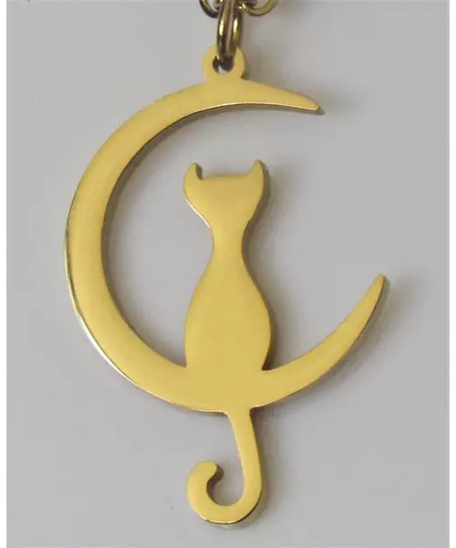 "Chic & Simple -Moon cat" Gold Color Necklace