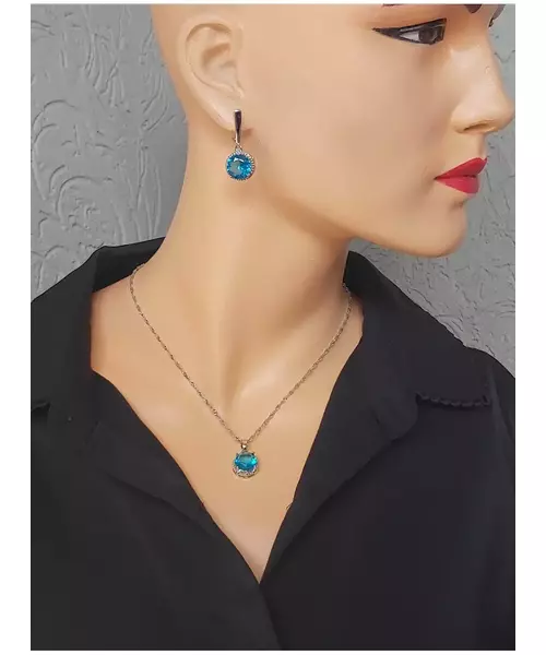 Silver Earrings "Light blue Circle" (S925)